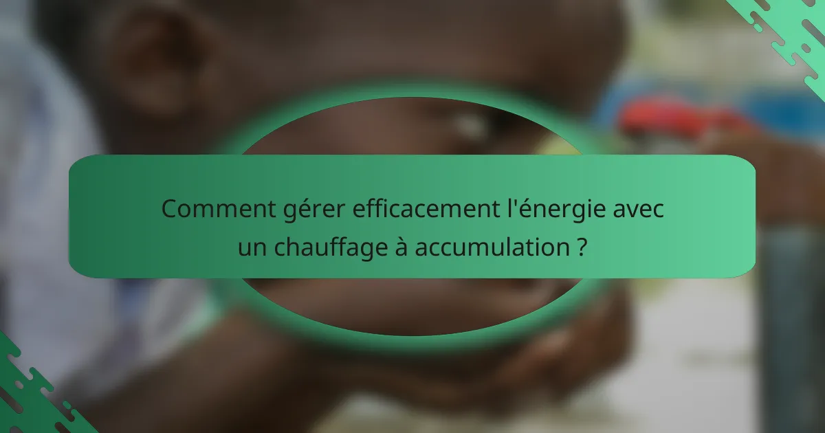 Comment gérer efficacement l'énergie avec un chauffage à accumulation ?