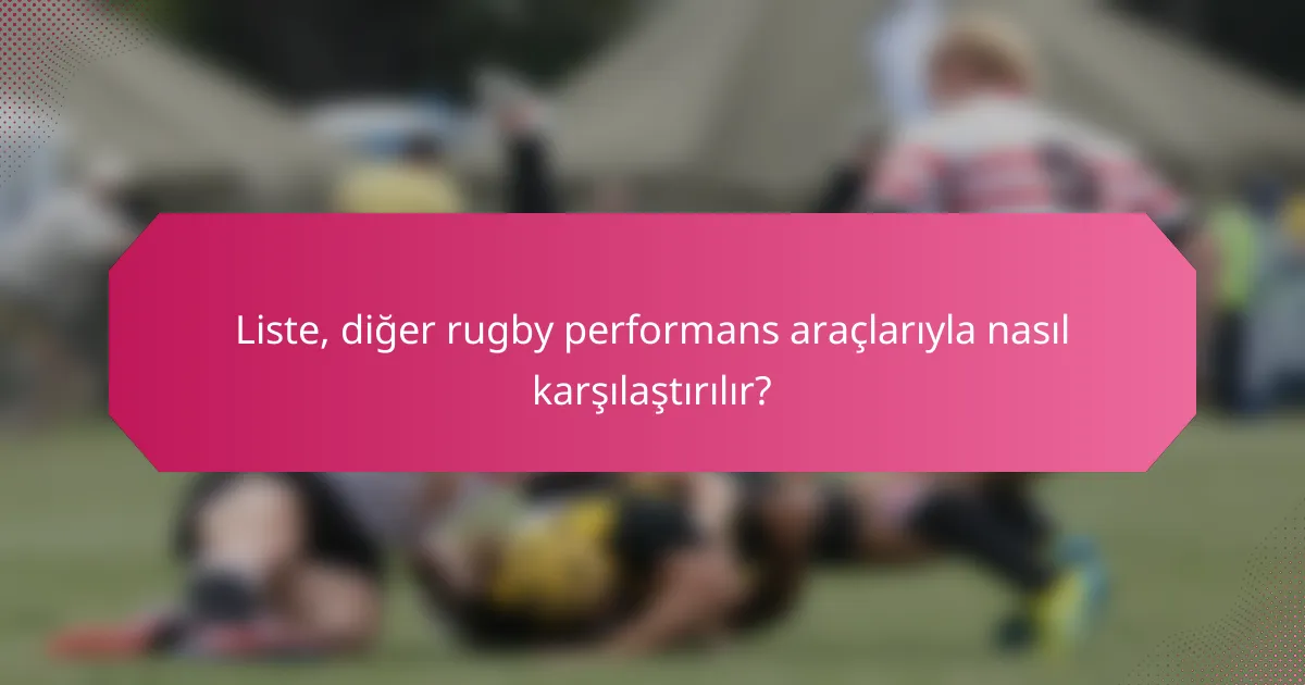 Liste, diğer rugby performans araçlarıyla nasıl karşılaştırılır?
