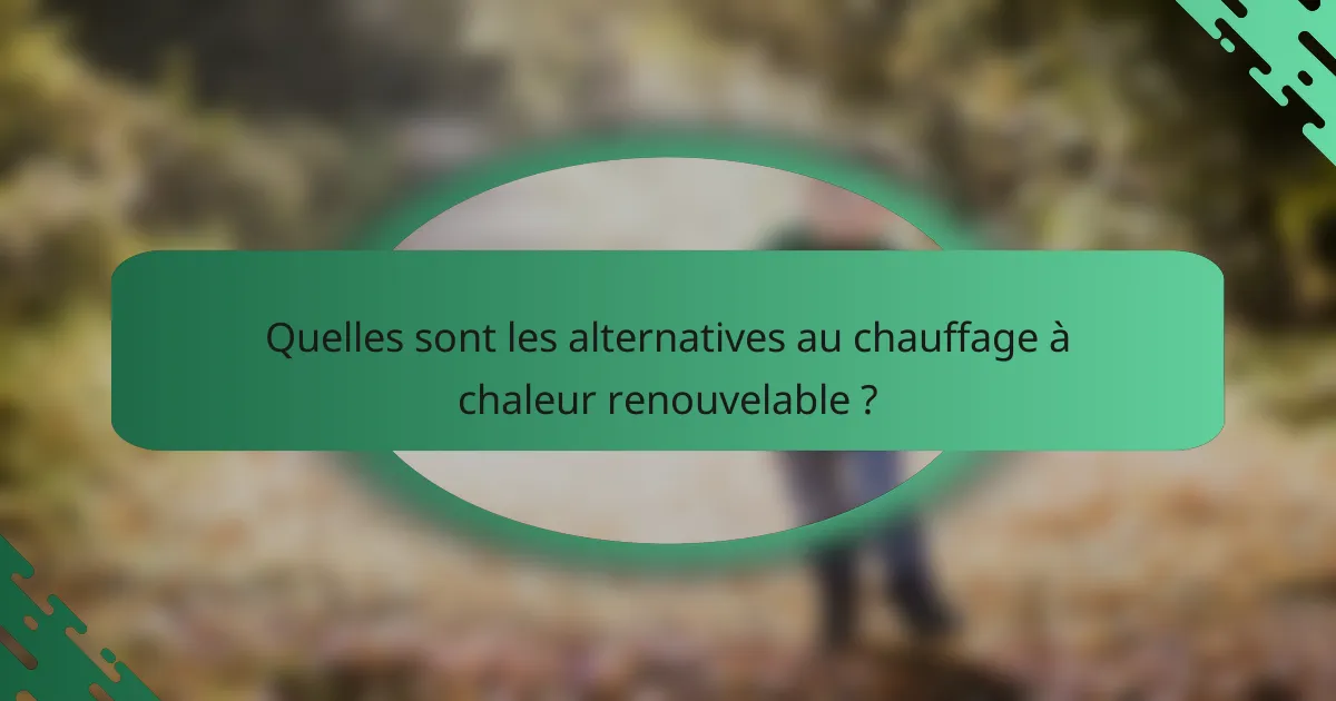 Quelles sont les alternatives au chauffage à chaleur renouvelable ?
