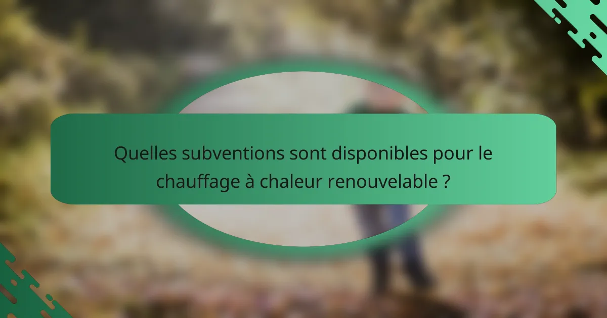 Quelles subventions sont disponibles pour le chauffage à chaleur renouvelable ?